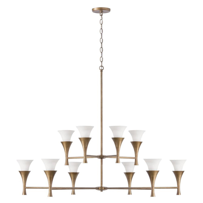 10-Light Two-Tier Chandelier in Mystic Luster with Soft White Glass