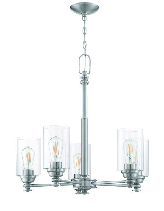 Dardyn 5 Light Chandelier in Brushed Polished Nickel (Clear Glass)