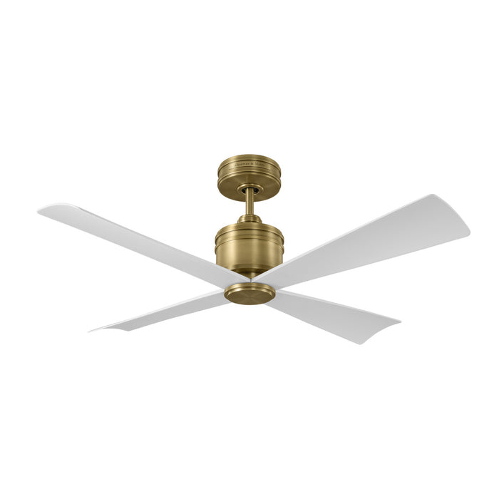 Launceton 44 Ceiling Fan in Hand-Rubbed Antique Brass with Matte White Blades