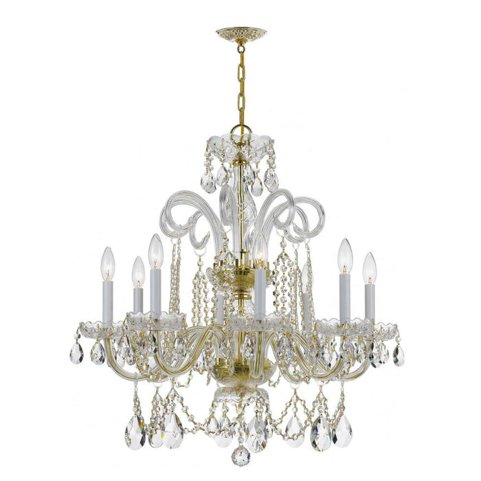 Traditional Crystal 8 Light Spectra Crystal Polished Brass Chandelier