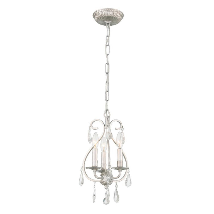 Ashton 3 Light Hand Cut Crystal Olde Silver Mini Chandelier