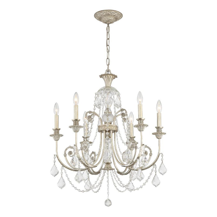 Regis 6 Light Swarovski Strass Crystal Olde Silver Chandelier