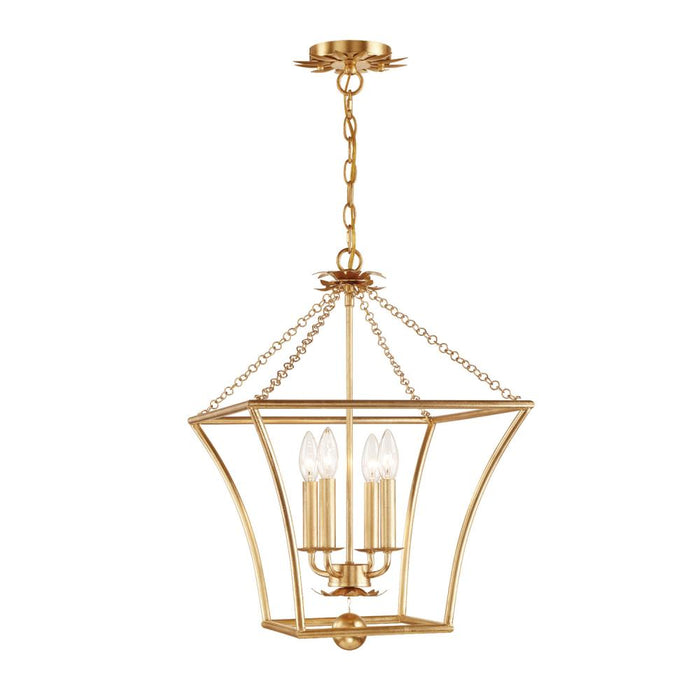 Broche 4 Light Antique Gold Lantern Chandelier