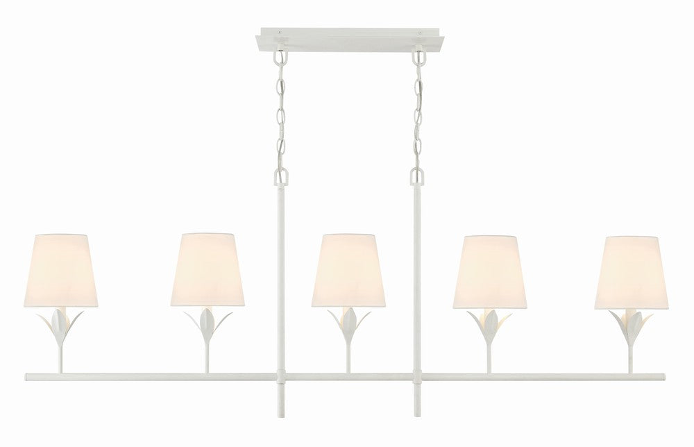 Broche 5 Light Matte White Linear Chandelier