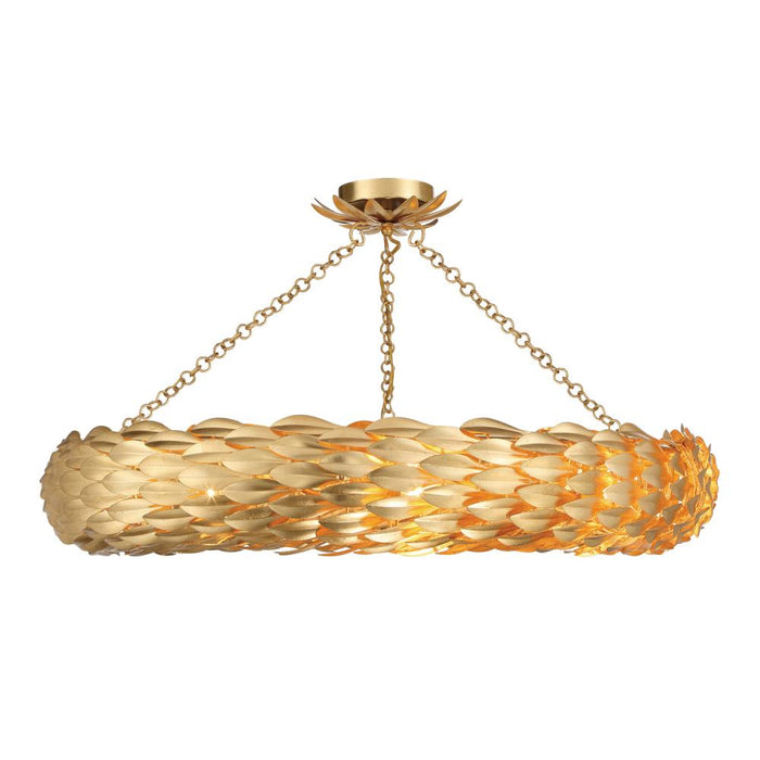 Broche 8 Light Antique Gold Semi Flush Mount