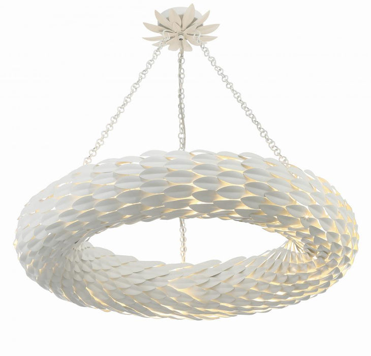 Broche 8 Light Matte White Chandelier