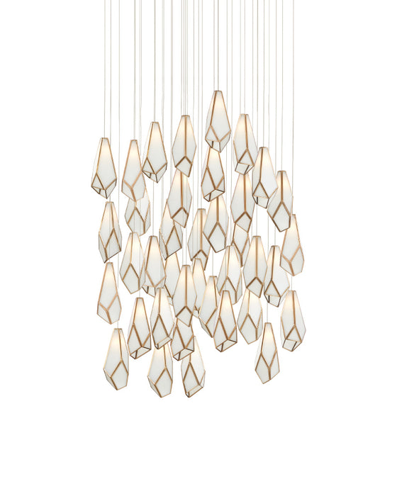 Glace White 36-Light Round Multi-Drop Pendant