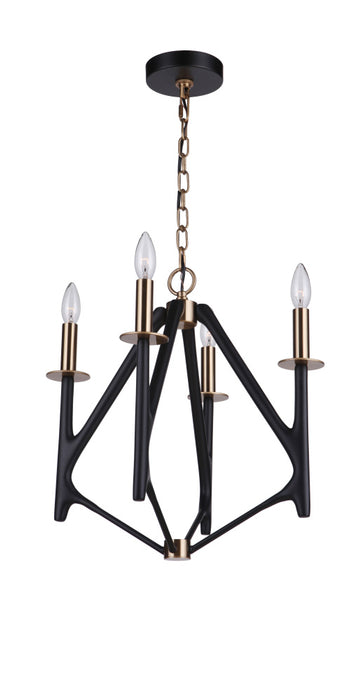 The Reserve 4 Light Chandelier in Flat Black/Satin Brass