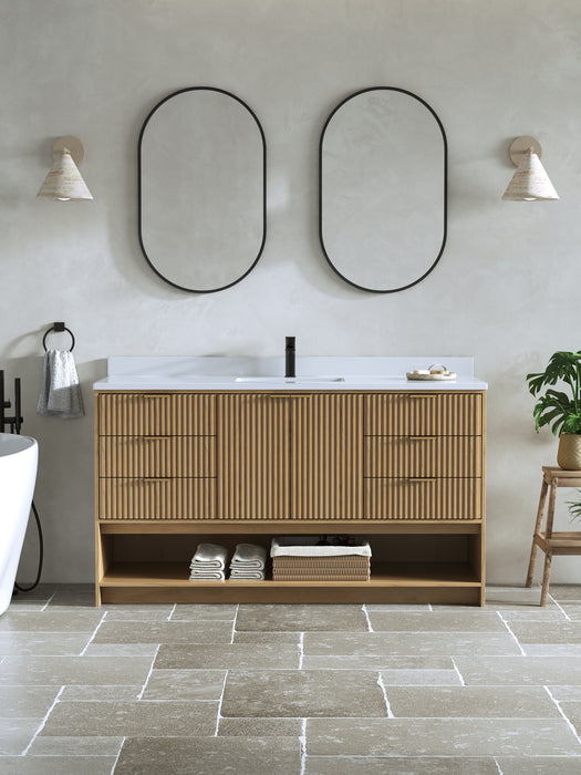 San Diego 60" Oak Gray Bathroom Vanity, Single Sink