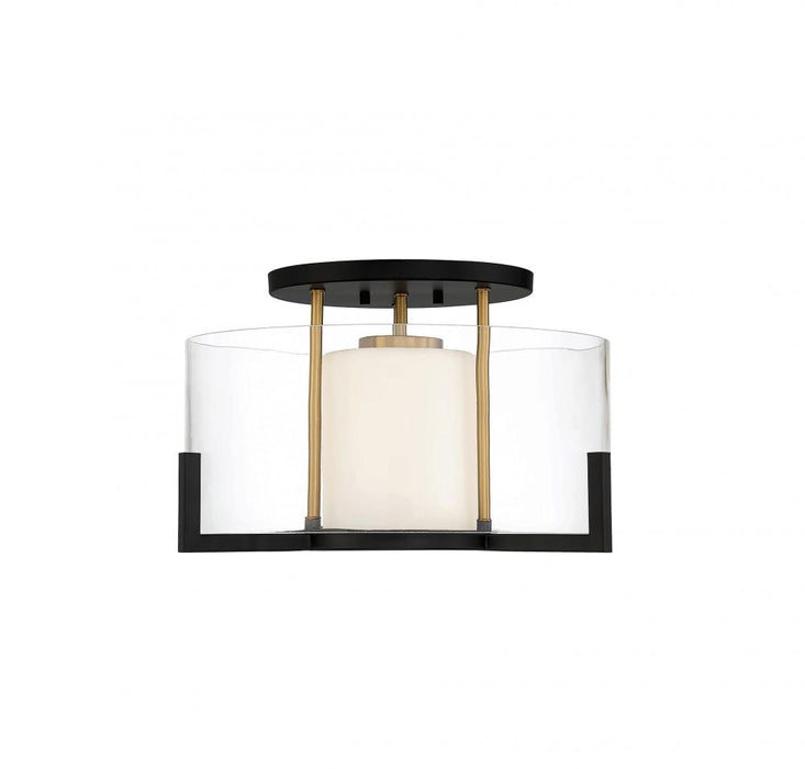 Eaton 1-Light Ceiling Light in Matte Black with Warm Brass Accents