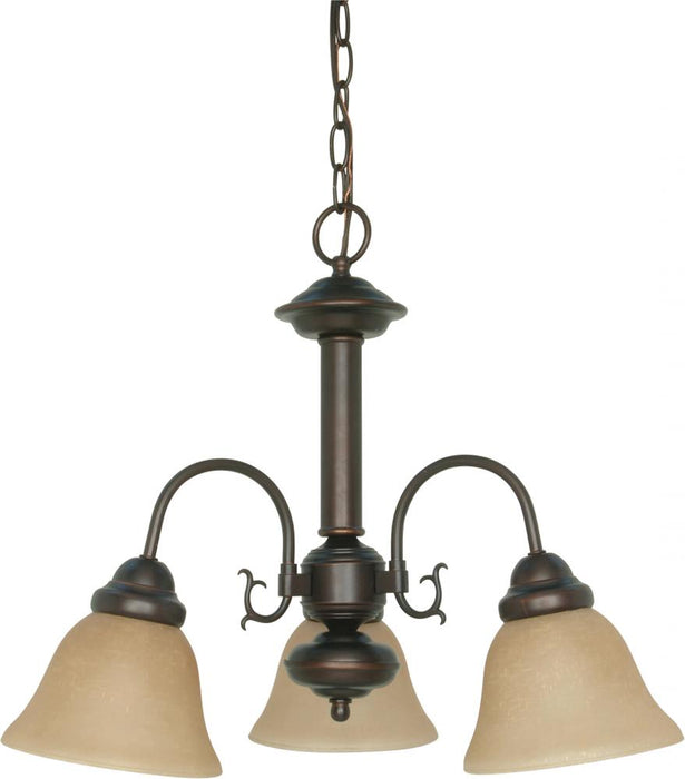 Ballerina - 3 Light Chandelier with Champagne Linen Washed Glass - Mahogany Bronze Finish