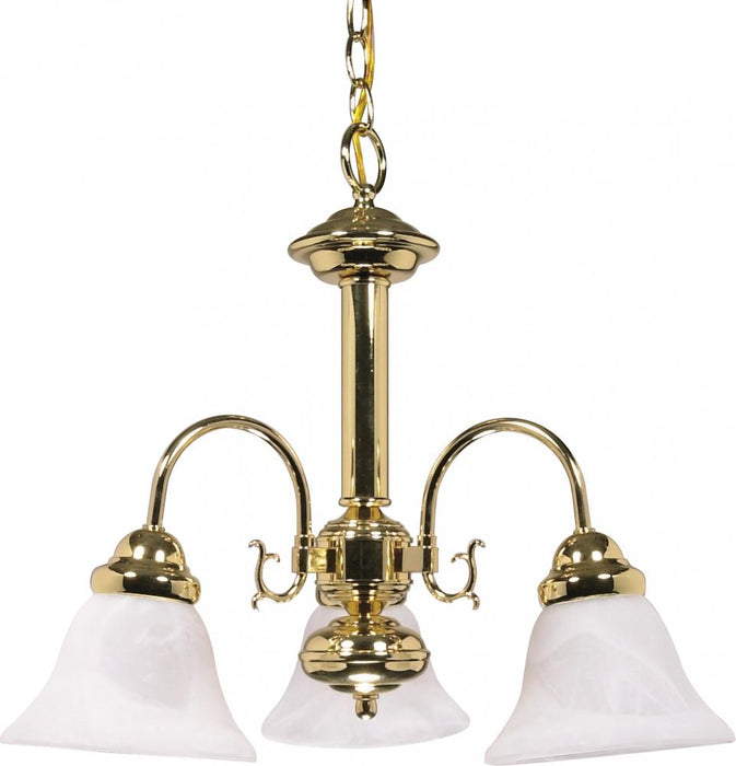 Ballerina - 3 Light Chandelier with Alabaster Glass - Polished Brass Finish