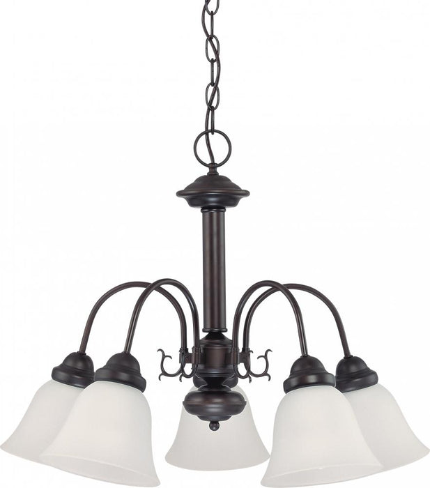Ballerina - 5 Light Chandelier with Frosted White Glass - Mahogany Bronze Finish