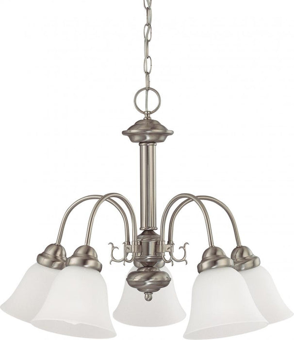 Ballerina - 5 Light Chandelier with Frosted White Glass - Brushed Nickel Finish