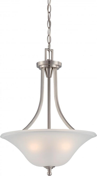 Surrey - 3 Light Pendant with Frosted Glass - Brushed Nickel Finish