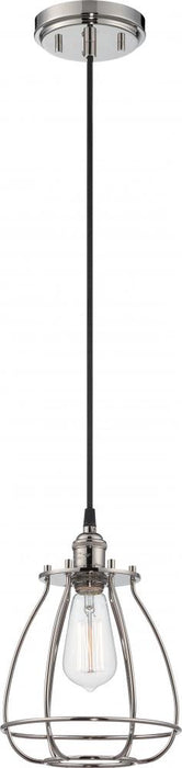 Vintage - 1 Light Caged Pendant - Polished Nickel Finish