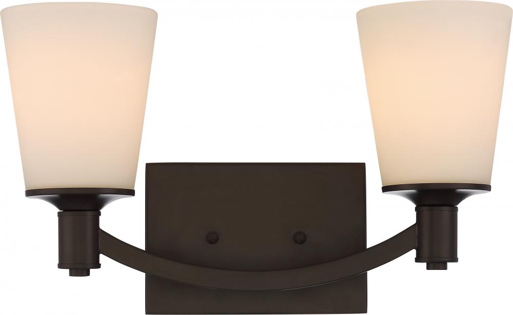 Laguna - 2 Light Vanity with White Glass - Forest Bronze Finish