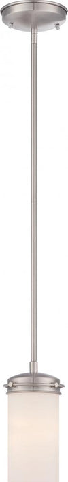 Polaris - 1 Light Mini Pendant with Satin Frosted Glass Shade - Brushed Nickel