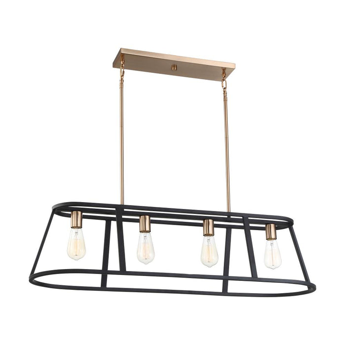 Chassis- 4 Light Island Pendant - Copper Brushed Brass and Matte Black Finish