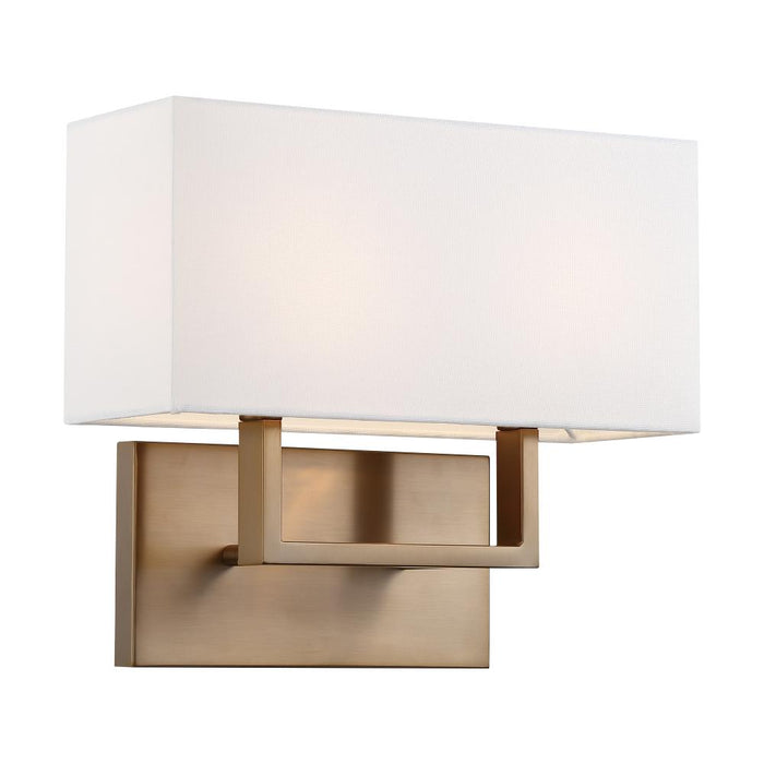 Tribeca - 2 Light Vanity - with White Linen Shade - Burnished Brass Finish