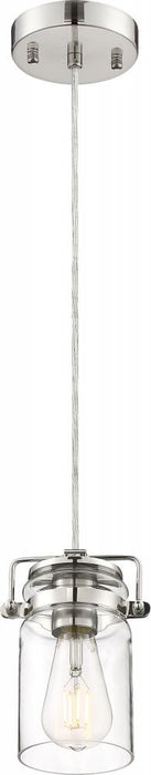Antebellum - 1 Light Mini Pendant - with Clear Glass -Polished Nickel