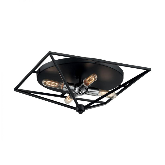 Legend - 4 Light Flush Mount with- Black and Polished Nickel Finish