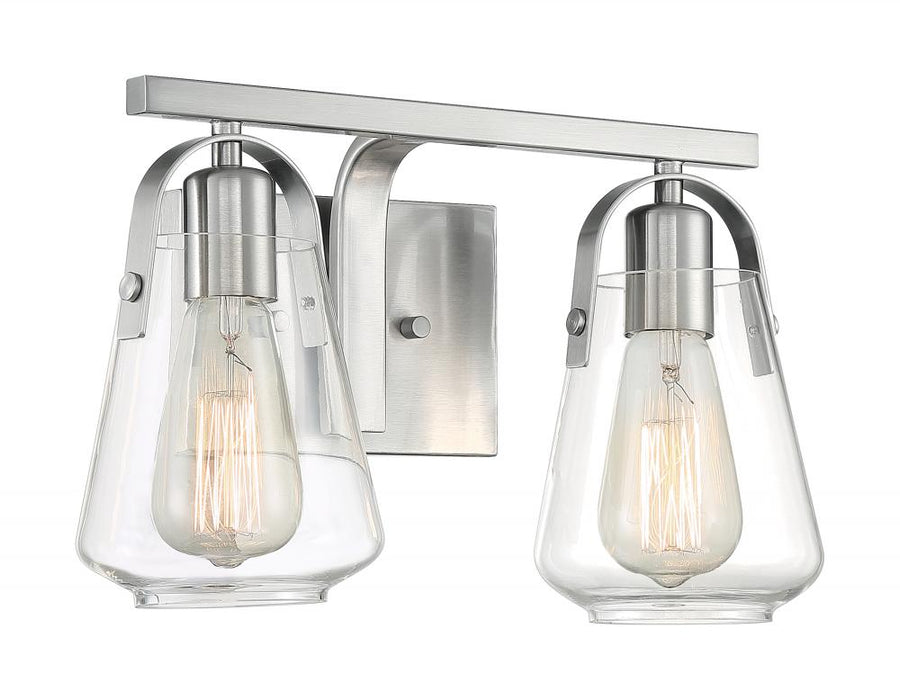 Skybridge - 2 Light Vanity with Clear Glass - Brushed Nickel Finish