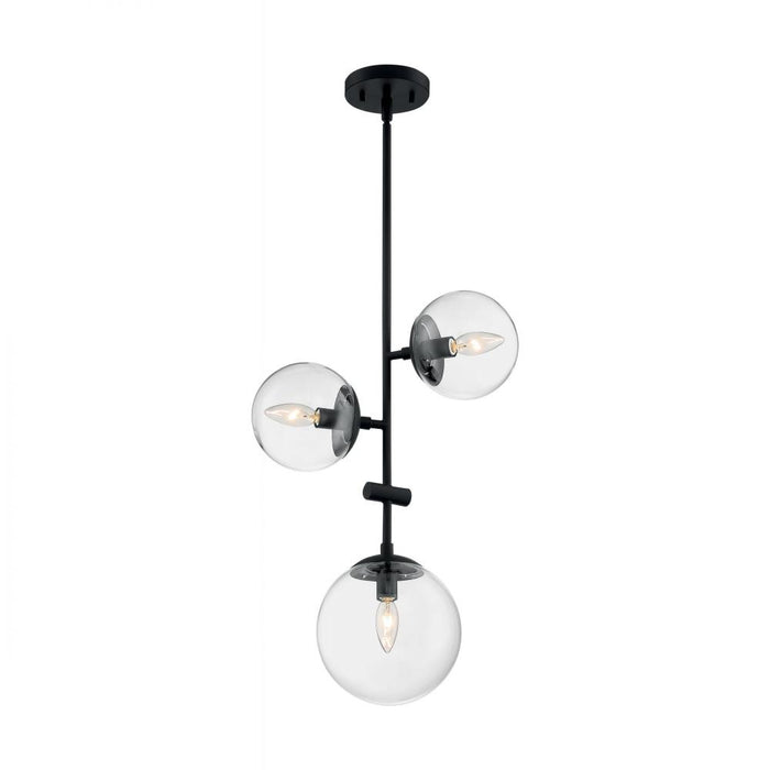 Sky - 3 Light Pendant with Clear Glass - Matte Black Finish