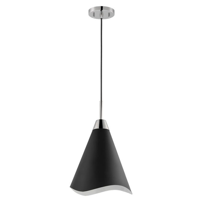 Tango; 1 Light; Medium Pendant; Matte Black with Polished Nickel