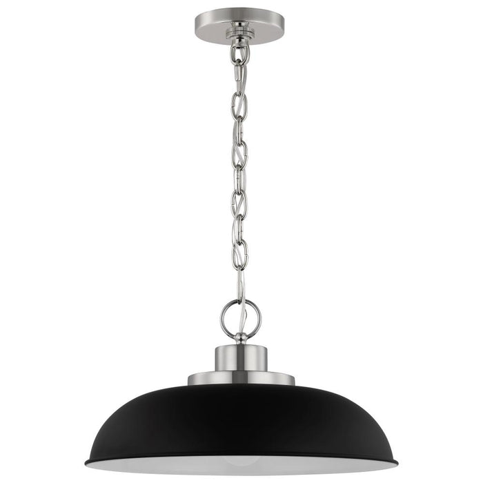 Colony; 1 Light; Small Pendant; Matte Black with Polished Nickel