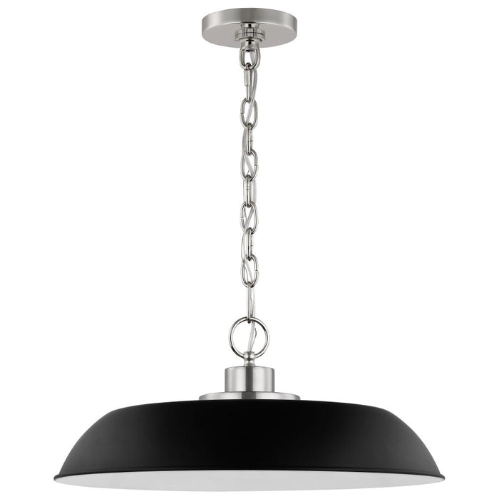 Colony; 1 Light; Medium Pendant; Matte Black with Polished Nickel