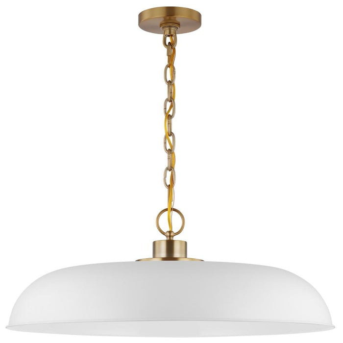 Colony; 1 Light; Large Pendant; Matte White with Burnished Brass