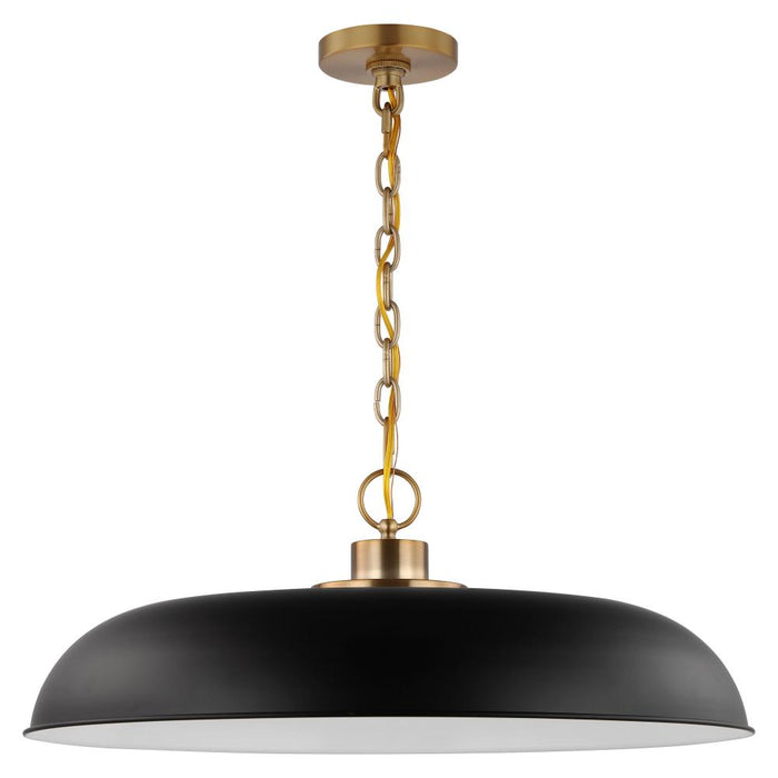 Colony; 1 Light; Large Pendant; Matte Black with Burnished Brass
