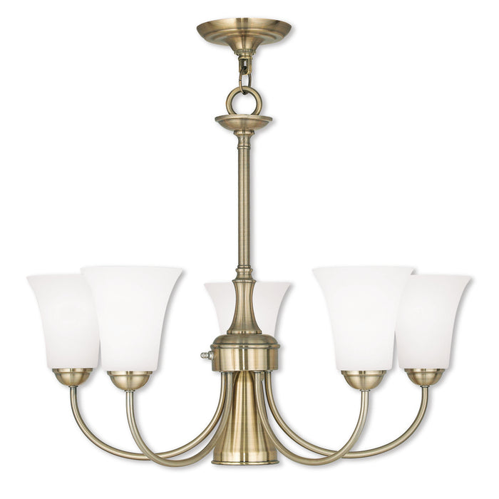 6 Light Antique Brass Dinette Chandelier