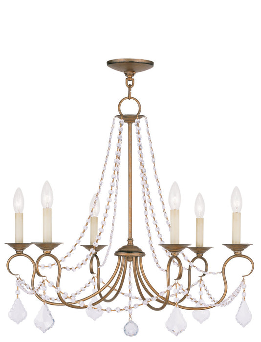 6 Light Antique Gold Leaf Chandelier