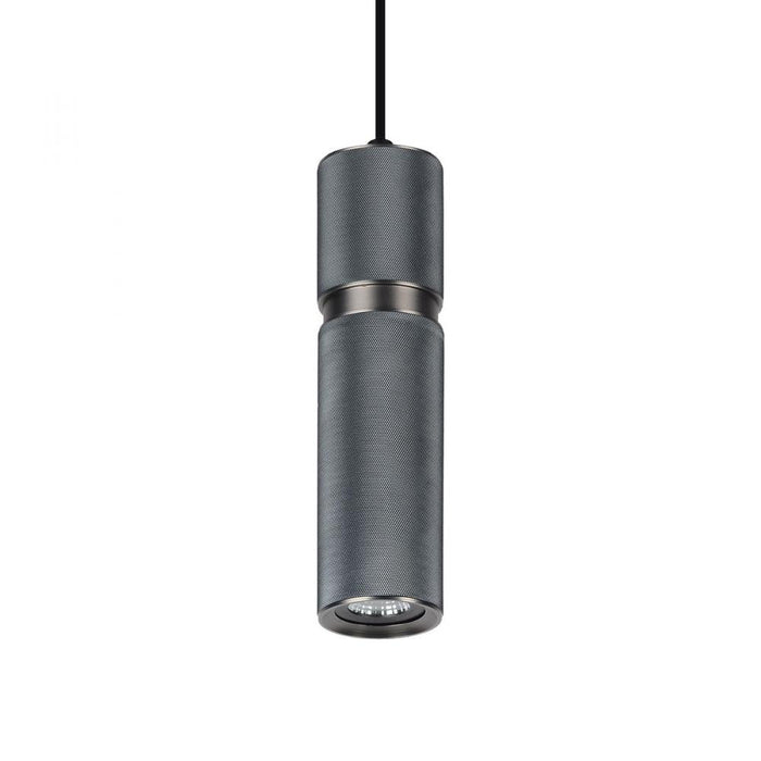 Cicada 10" Knurled Pendant in Dark Grey and Pewter