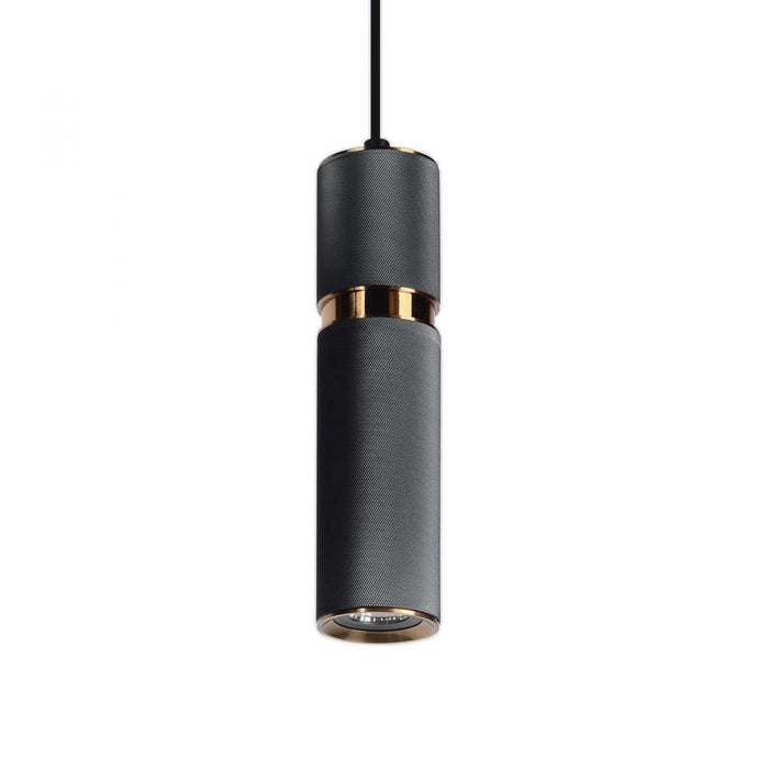 Cicada 10" Knurled Pendant in Dark Grey and Brass