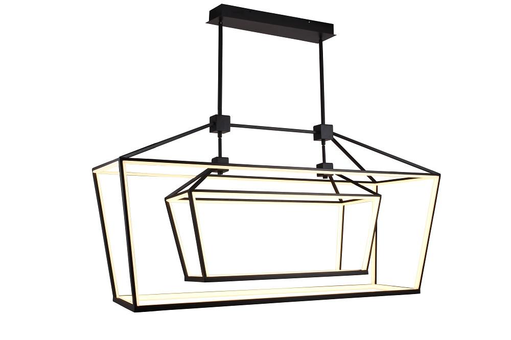Park Ave. 54" LED Large Linear Double Cage Pendant in Black