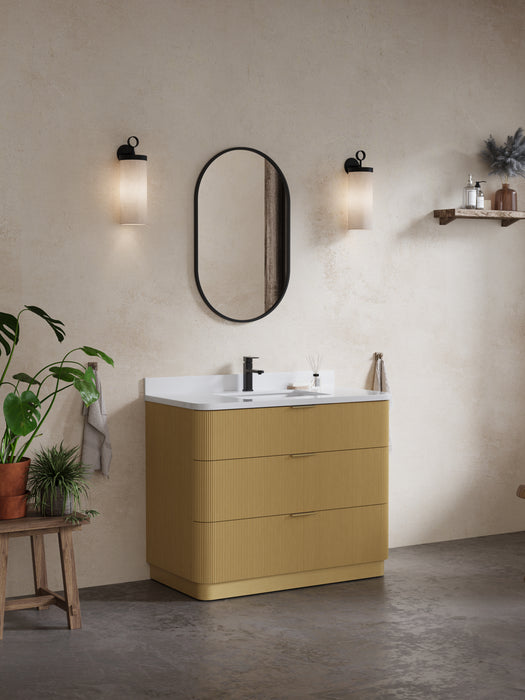 Calamigo 42" Bathroom Vanity with Single White Sink, Backsplash Included