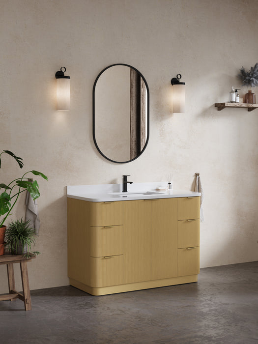 Calamigo 48" Bathroom Vanity with Single White Sink, Backsplash Included