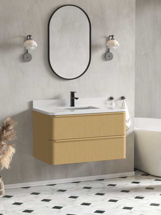 Lucas 36" Single Floating Bathroom Vanity With White Engineered Stone Top