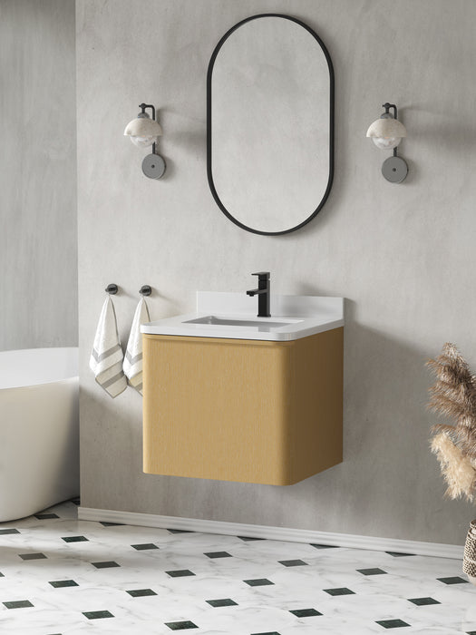 Lucas 24" Single Floating Bathroom Vanity With White Engineered Stone Top