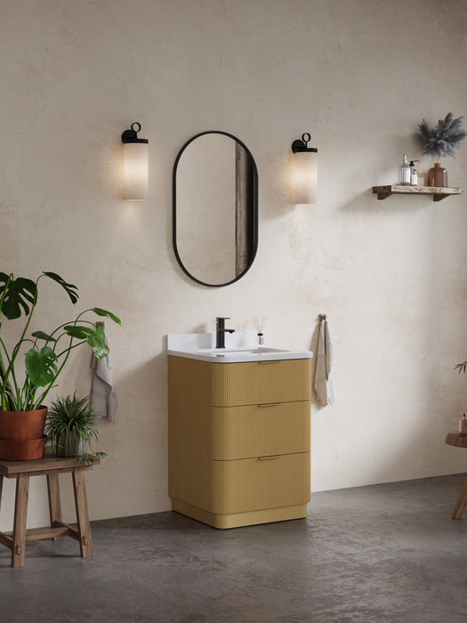 Calamigo 24" Bathroom Vanity with Single White Sink, Backsplash Included