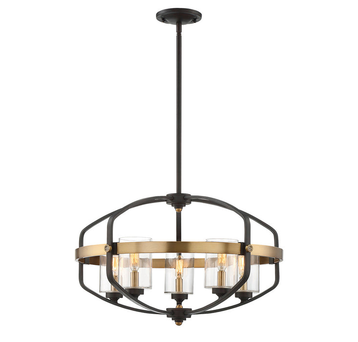 Kirkland 5-Light Pendant in English Bronze and Warm Brass