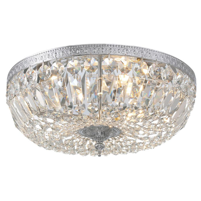 Crystorama 3 Light Clear Hand Cut Polished Chrome Flush Mount