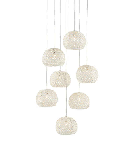 Piero White 7-Light Round Multi-Drop Pendant