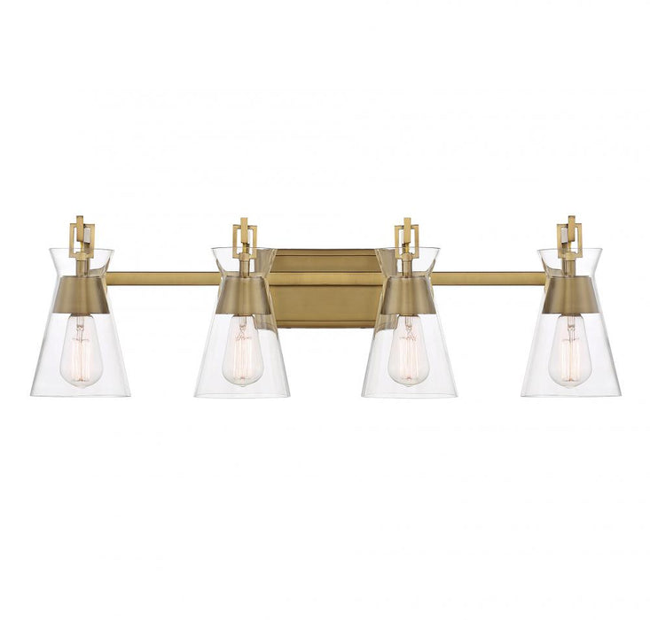 Lakewood 4-Light Bathroom Vanity Light in Warm Brass