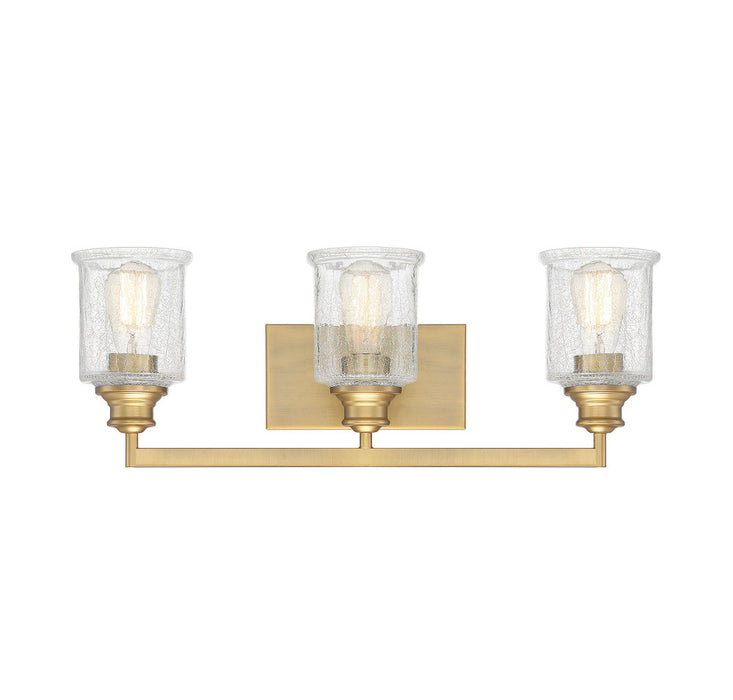 Hampton 3-Light Bathroom Vanity Light in Warm Brass