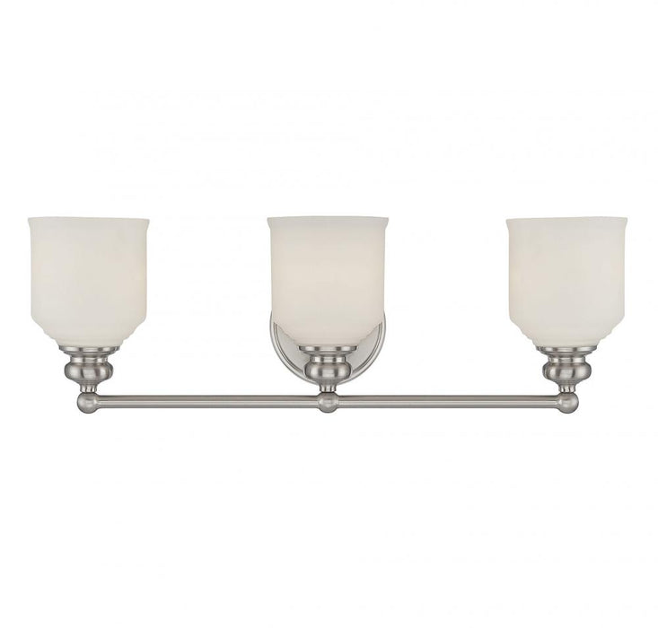 Melrose 3-Light Bathroom Vanity Light in Satin Nickel