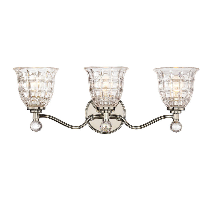 Birone 3-Light Bathroom Vanity Light in Polished Nickel